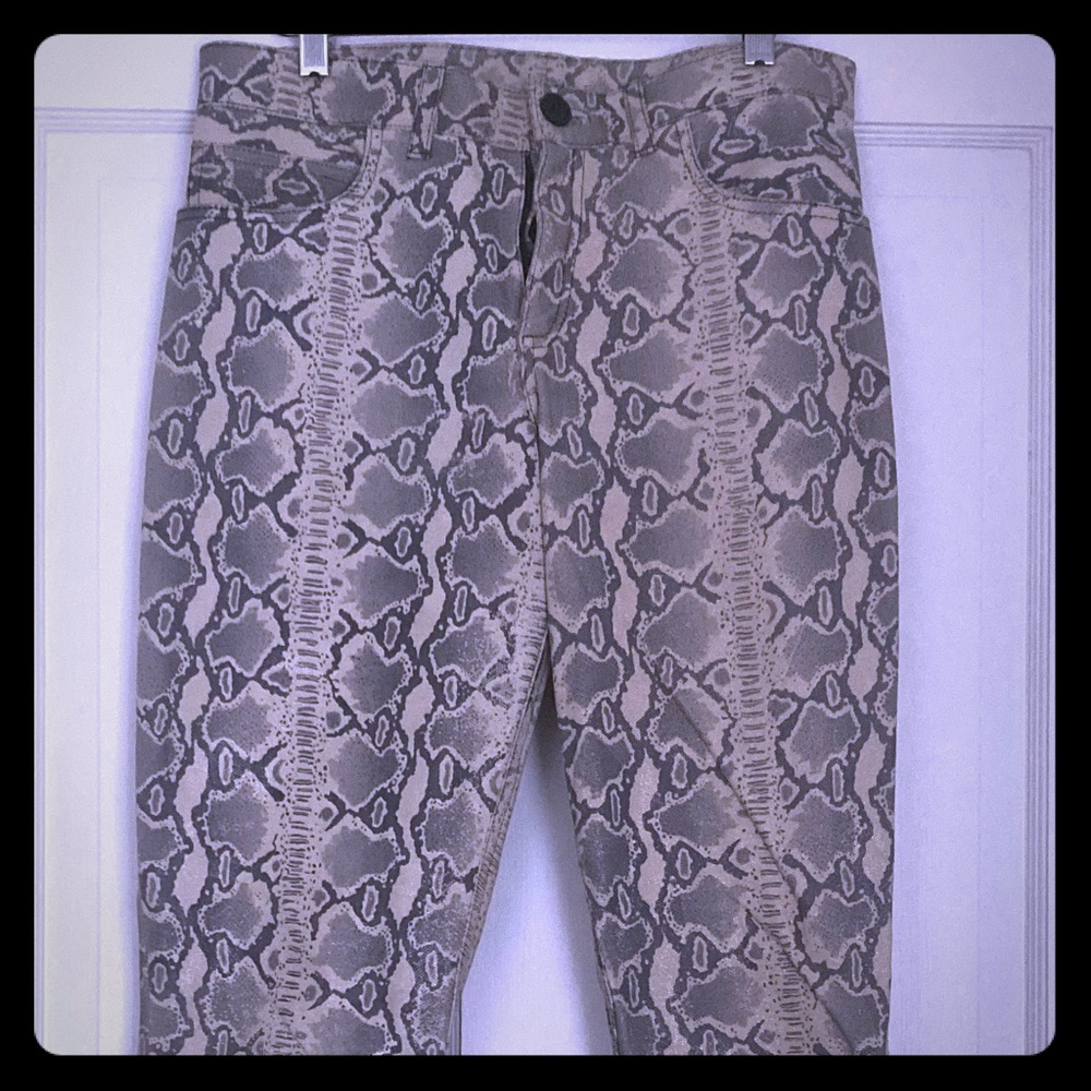 Snake print leather pants